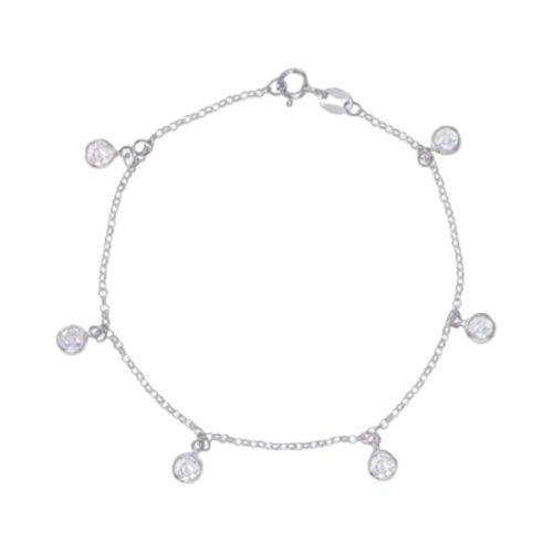 PULSEIRA COM PINGENTES DE PONTO DE LUZ PEDRAS DE ZIRCONIA