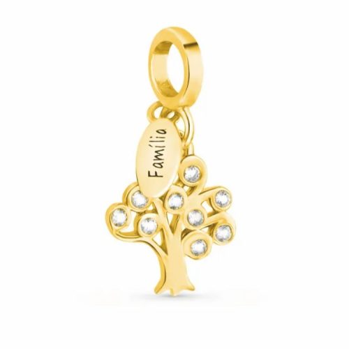 PINGENTE AMOR ÁRVORE DA VIDA EM PRATA COM BANHO DE OURO AMARELO 18K COM PEDRAS DE ZIRCÔNIA