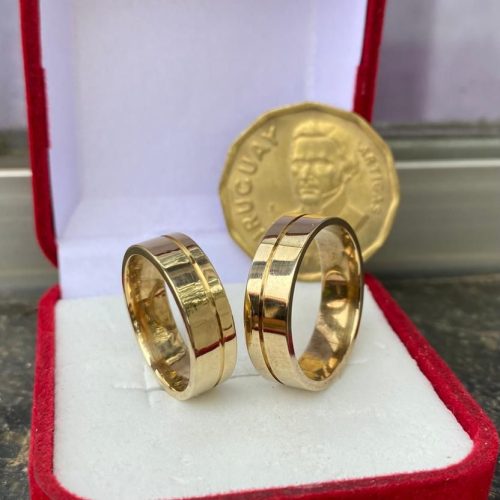 ALIANÇA EM MOEDA COM FRISO