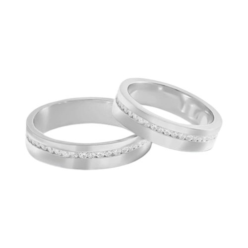 ALIANÇAS NAMORO PRATA 5MM COM PEDRAS DE ZIRCONIA